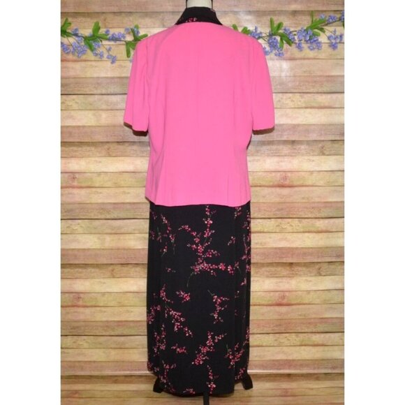 Studio 1 Ladies 2 Piece Pink Jacket & Black Dress 14 Maxi Retro Church Career - Picture 5 of 11